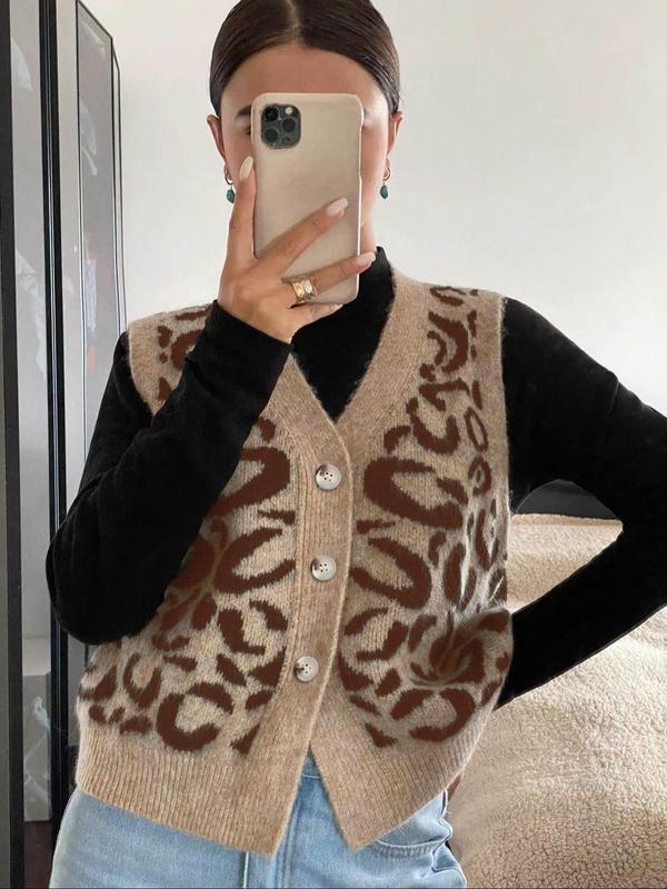 JADE™ - Cozy Leopard Print Sweater Vest for All Seasons