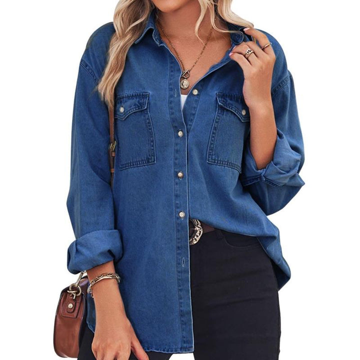 CHARLOTTE ™ - Vintage Long Sleeve Jean Shirt for Chic Casual Outfits