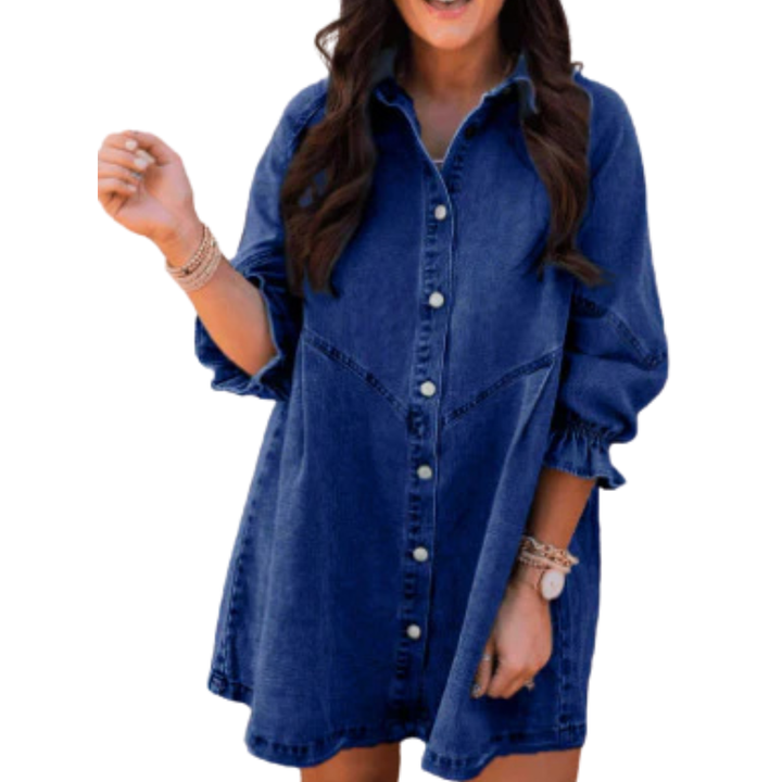 MARENE™ - Elagant Washed Puff Sleeve Mini Dress