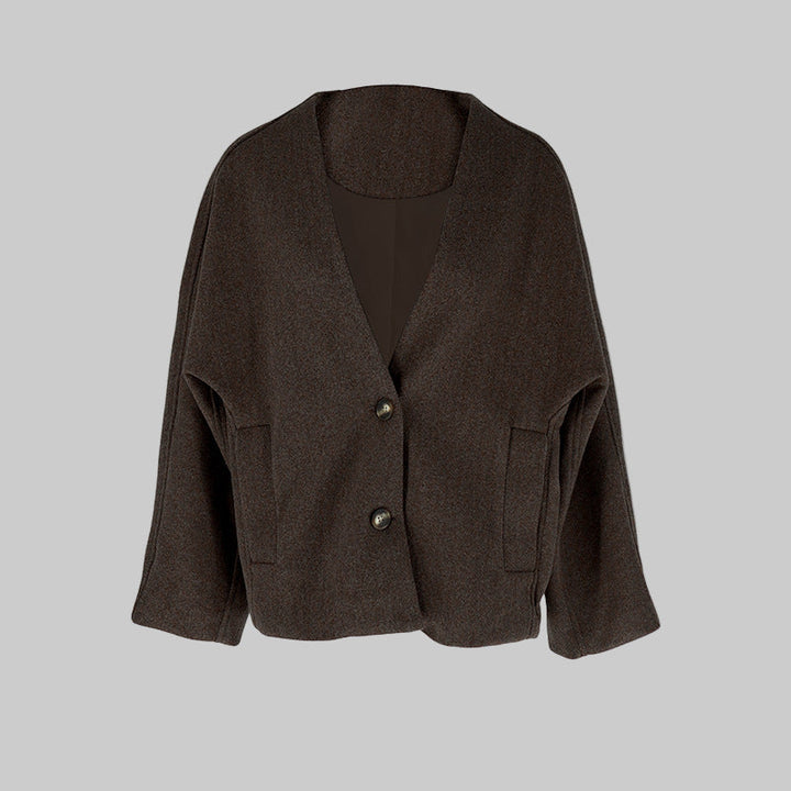 LAYA™ - Chic Button Down Long Sleeve V-Neck Coat